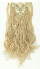 Kunsthaar Clip Extensions Hell Blond gelockt