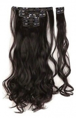 Kunsthaar Clip Extensions Braun gelockt