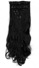 Kunsthaar Clip Extensions Schwarz gelockt