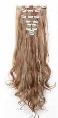 Kunsthaar Clip Extensions Braun-Blond Mesch gelockt