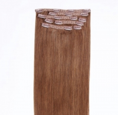 Echthaar Clip Extensions Haselnuss Braun