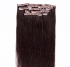 Echthaar Clip Extensions Dunkel Braun