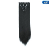 Kunsthaar Clip Extensions Schwarz gerade